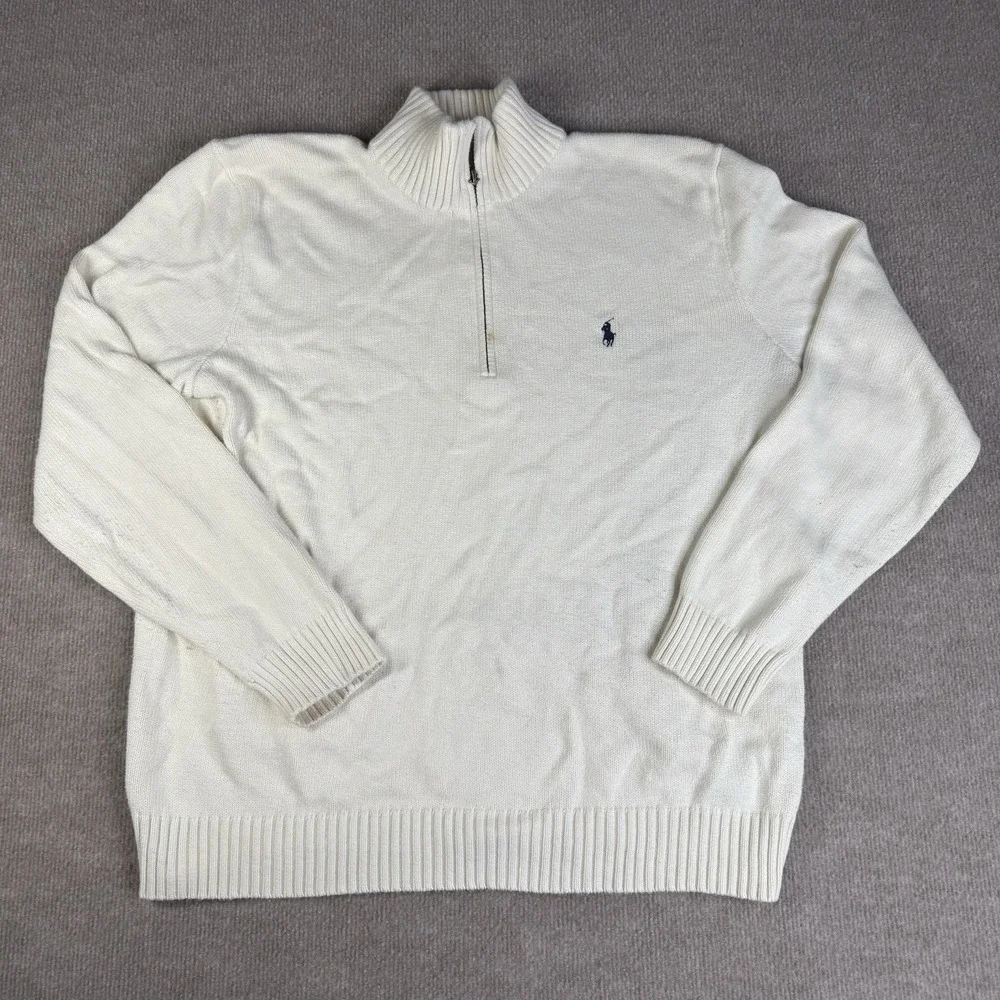 Polo Ralph Lauren Quarter Zip 100% Cotton‎ Mock Neck Pullover Sweater Size XL
